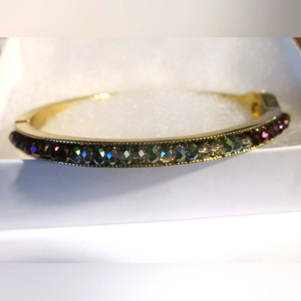 😊 Multi Color Gem AB Crystal Thin Gold Bracelet